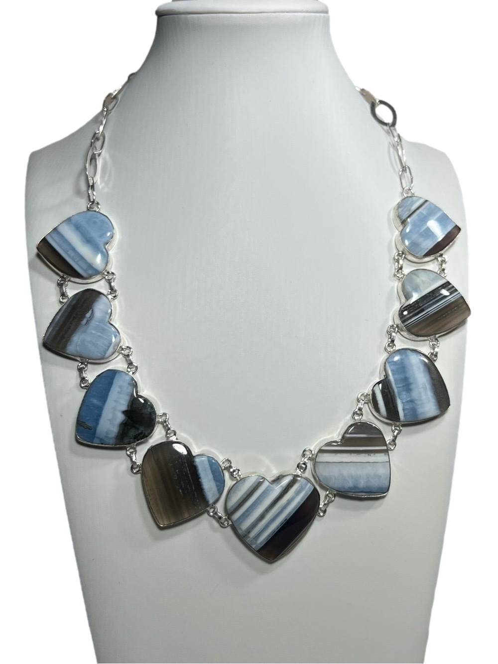 Owyhee Opal Heart 925 Silver Overlay Gemstone Necklace